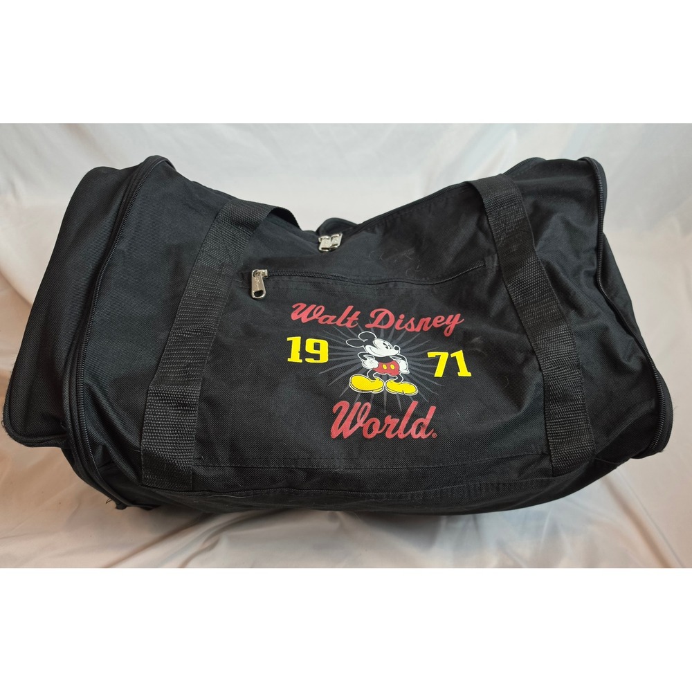 Disney Parks Walt Disney World 1971 Mickey Mouse Duffel Bag Black Travel Gym Bag